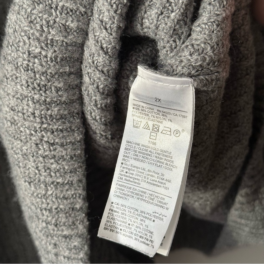 OLD NAVY Gray Ribbed Quarter Zip Sweater Women’s 2X Cotton Blend - Picture 6 of 9